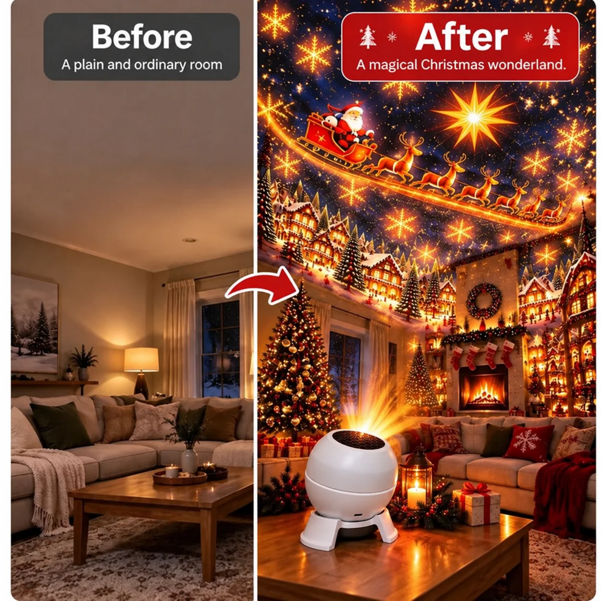 🎅 Turn Any Room Into a Christmas Wonderland – Holiday Projection Night Light