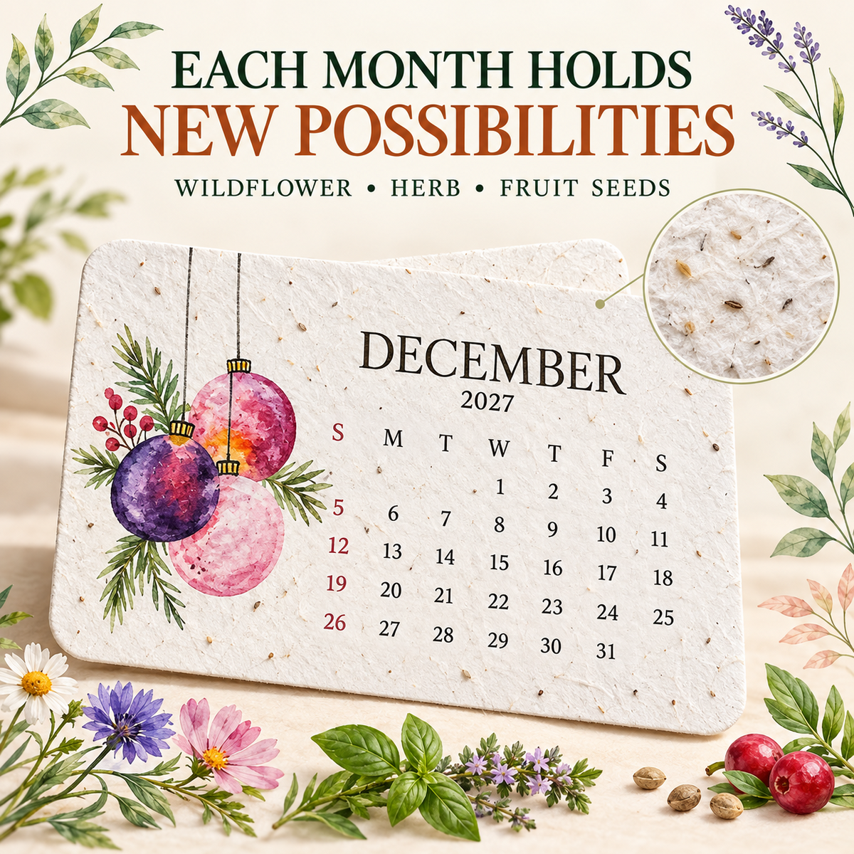 🎄Early Holiday Sale 50% OFF 🌱Eco-Friendly Plantable “Timeless” Seed Calendar 2027