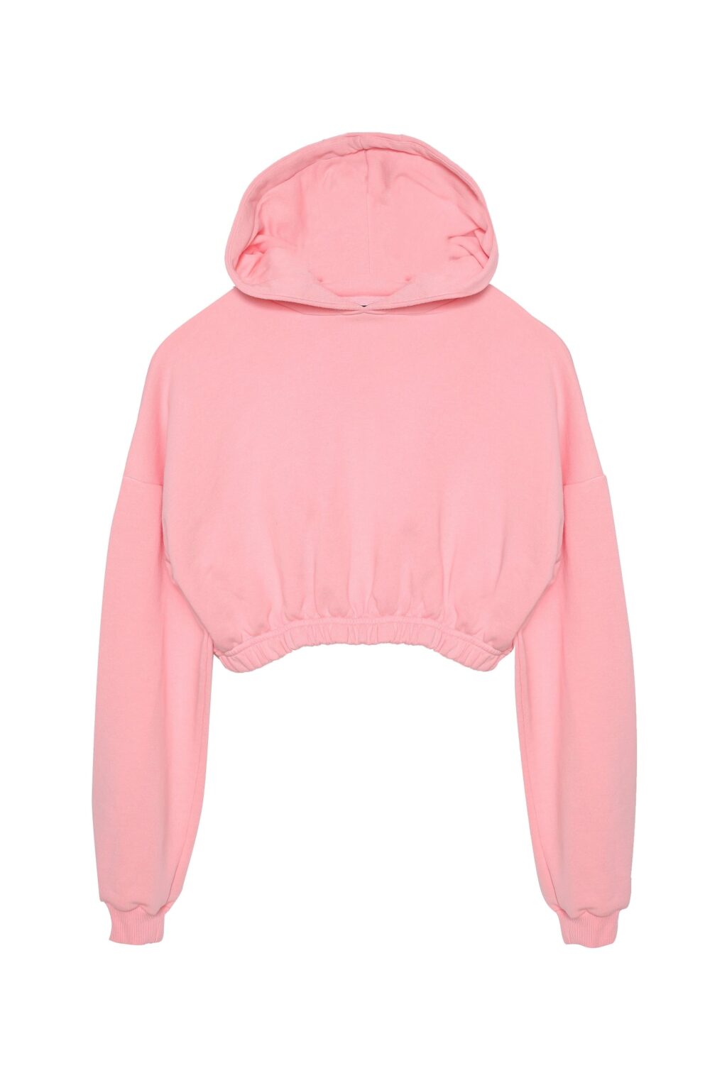 Kapüşonlu Crop Sweatshirt Pembe