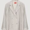 Dokulu Oversize Blazer Ceket Gri