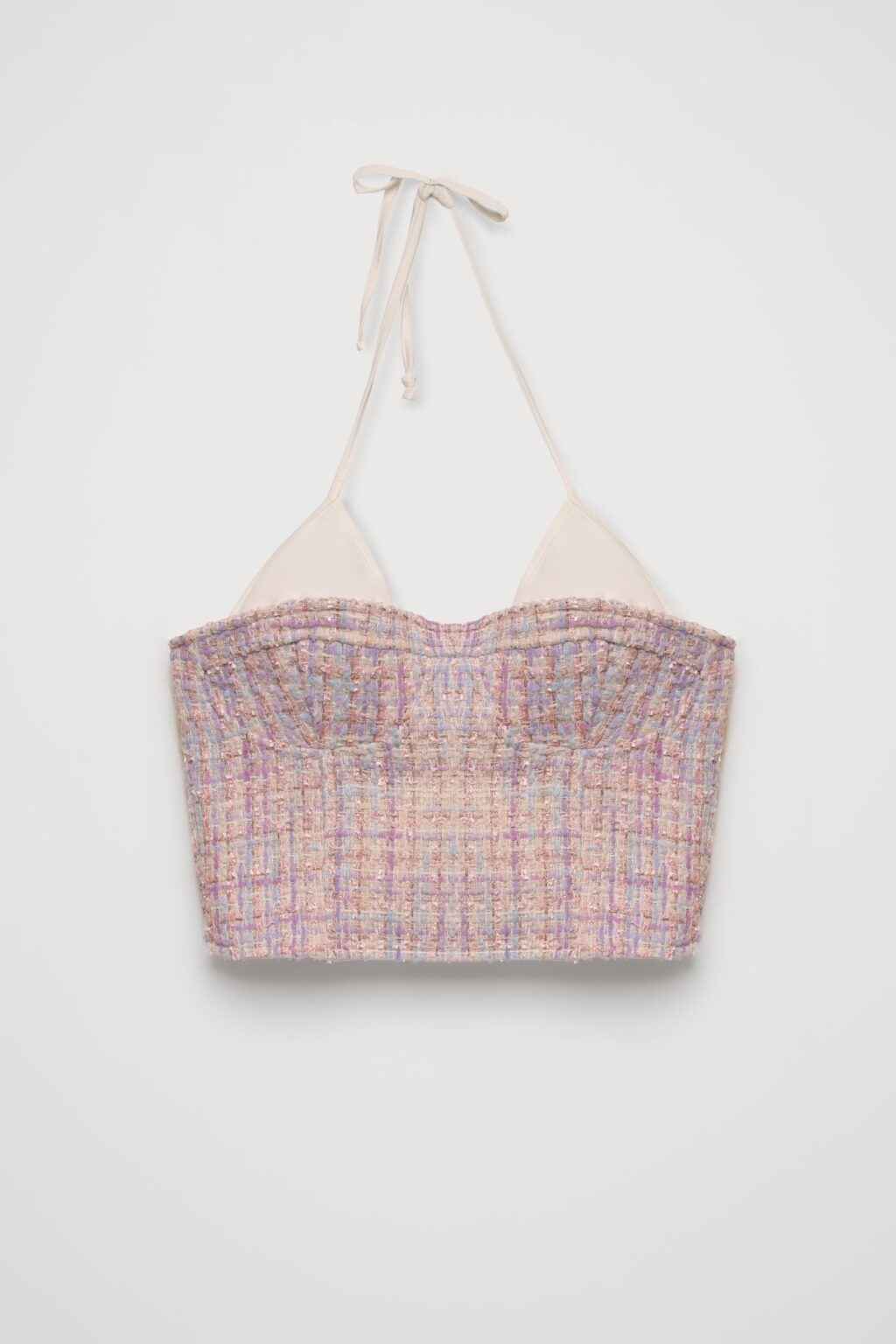 Bağlama Detaylı Tüvit Crop Bluz Lila