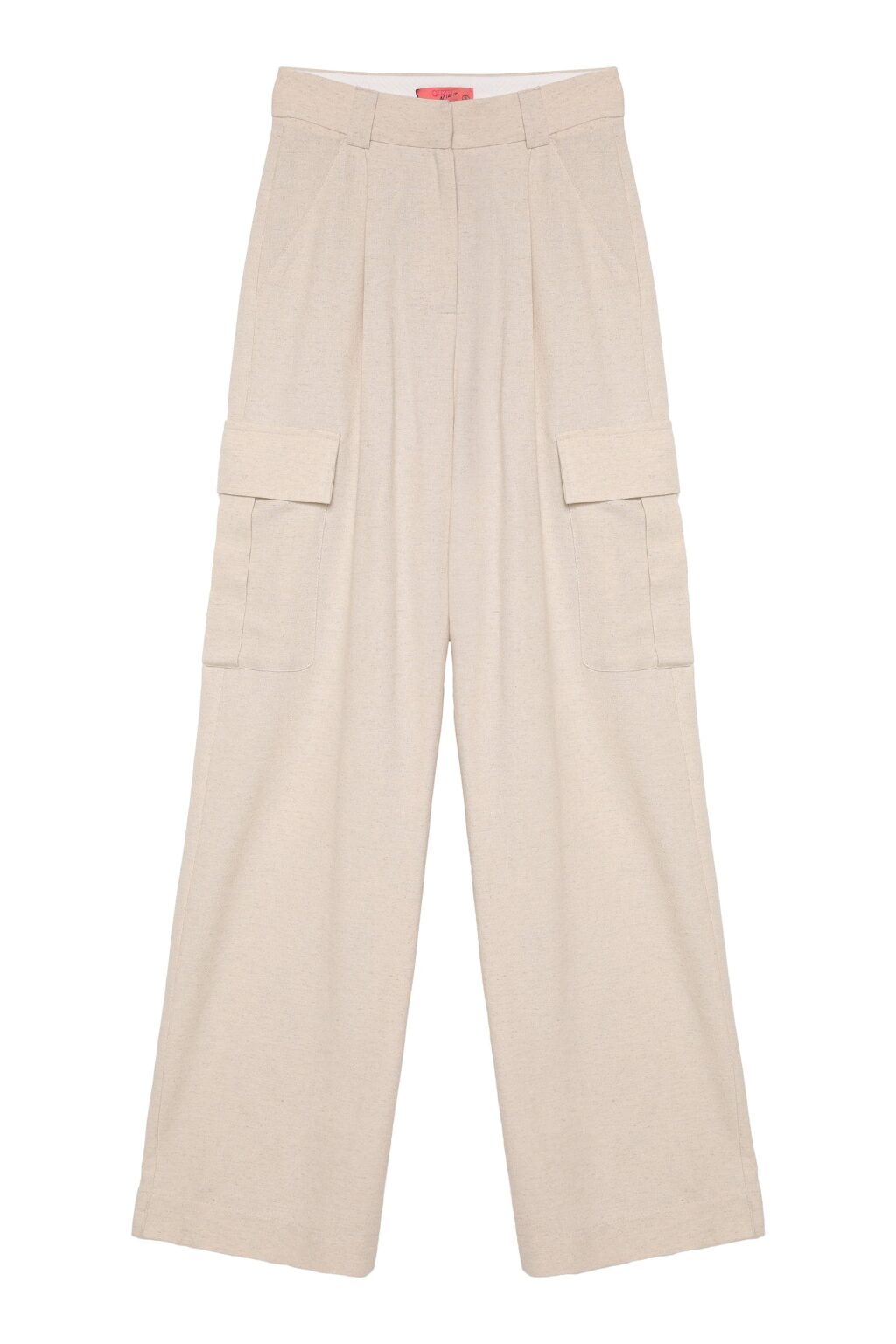 Kargo Cep Detaylı Keten Pantolon Naturel