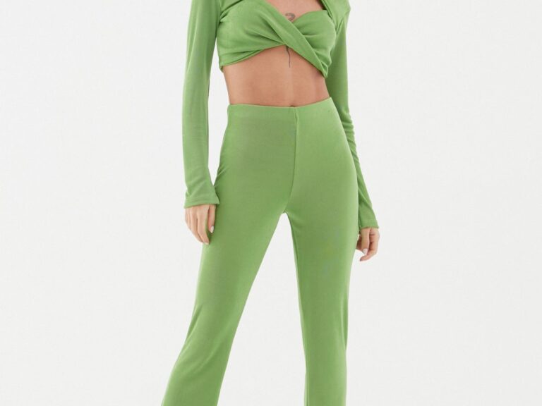 Düğüm Detaylı Crop Bluz Yeşil