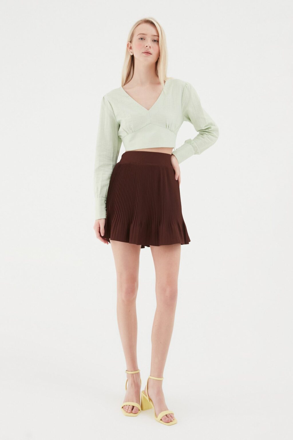 Sırt Dekolteli Crop Bluz Mint