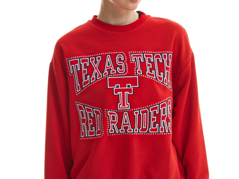 Yazı Baskılı Taşlı Sweatshirt Kırmızı