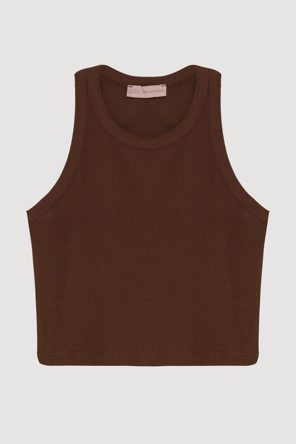 Halter Yaka Crop Atlet Kahverengi
