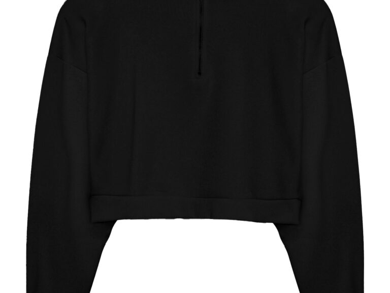 Fermuar Detaylı Crop Sweatshirt Siyah
