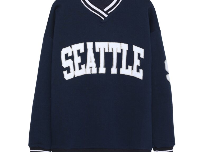 Ribana Detaylı Baskılı Sweatshirt Lacivert