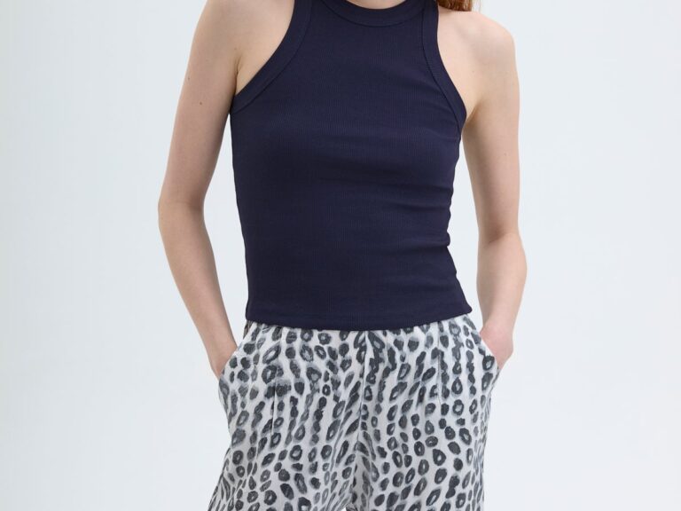 Halter Yaka Basic Fitilli Atlet Lacivert