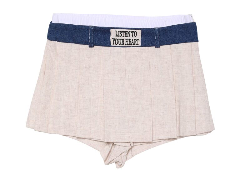 Beli Boxer Detaylı Mini Şort Etek Naturel