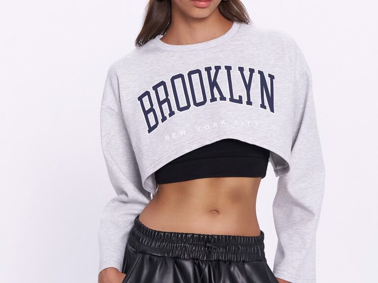 İçi Askılı Match Detaylı Crop Sweatshirt Gri
