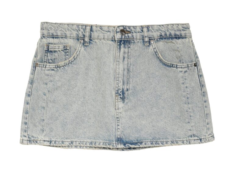 Yüksek Bel Denim Mini Etek Mavi
