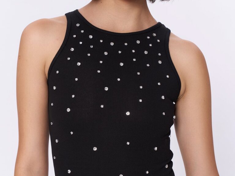 Taş Aksesuarlı Halter Yaka Bodysuit Siyah