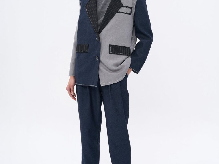 Dikiş Detaylı Matchli Blazer Ceket Lacivert