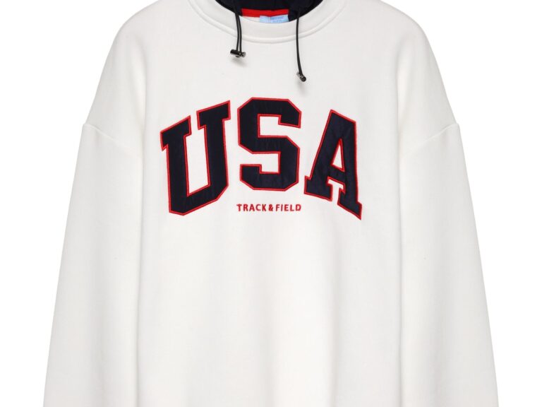 Kapüşon Detaylı Yazı Baskılı Sweatshirt Ekru