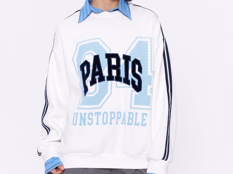 Gömlek Macht Baskılı Oversize Sweatshirt Ekru
