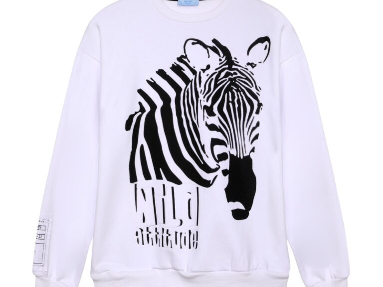 Zebra Baskılı Sweatshirt Beyaz