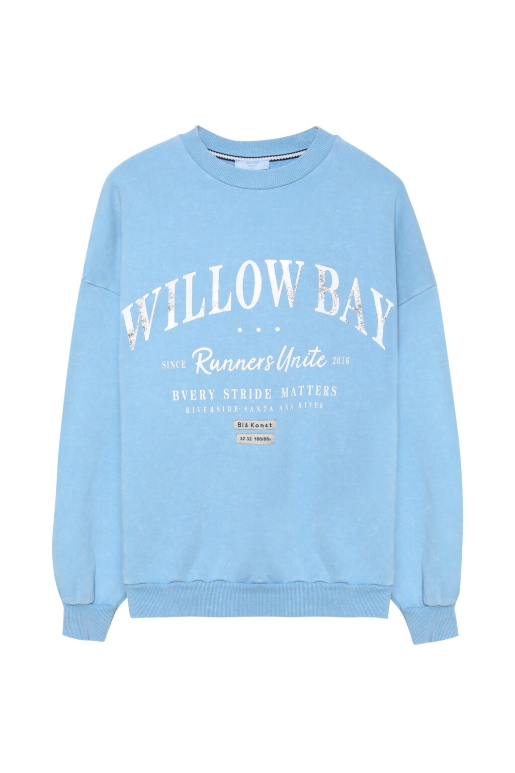 Etiket Aksesuarlı Yazılı Sweatshirt Mavi