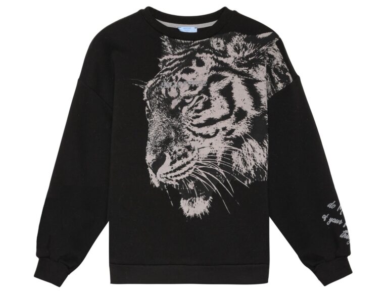 Kaplan Desenli Sweatshirt Siyah
