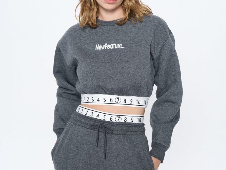 Beli Sayı Detaylı Crop Sweatshirt Antrasit