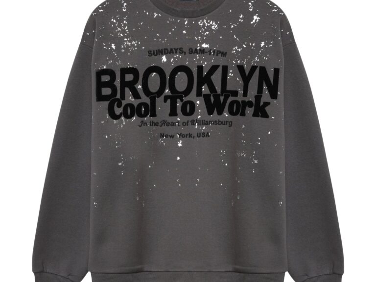 Benek Detaylı Yazı Baskılı Sweatshirt Antrasit