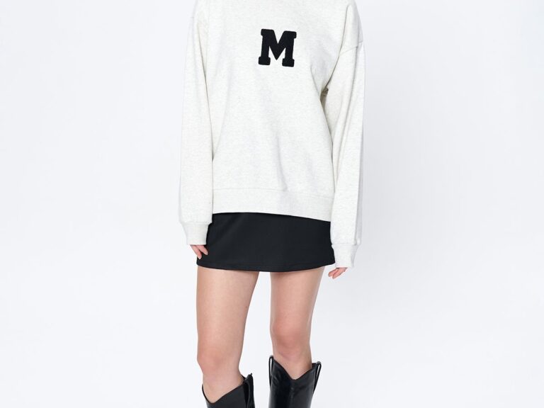Nakış Harf Baskılı Sweatshirt Gri