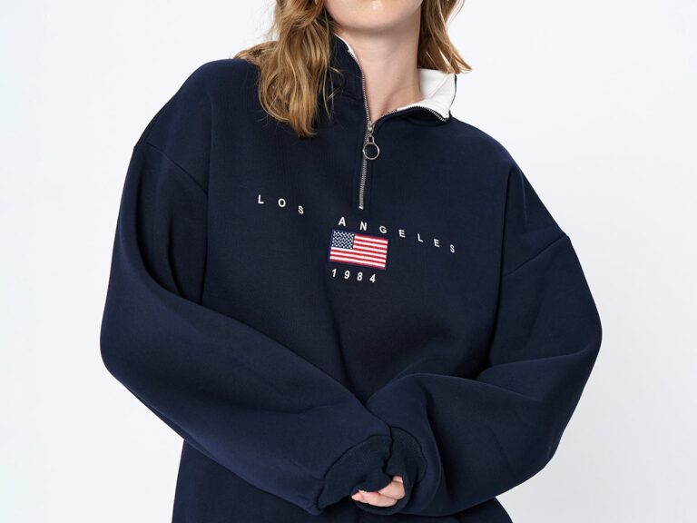 Yakası Fermuarlı Los Angeles Sweatshirt Lacivert