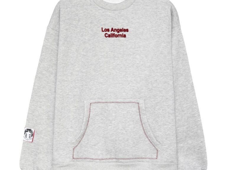 Sırt Baskılı Kanguru Cepli Los Angeles Sweatshirt Gri