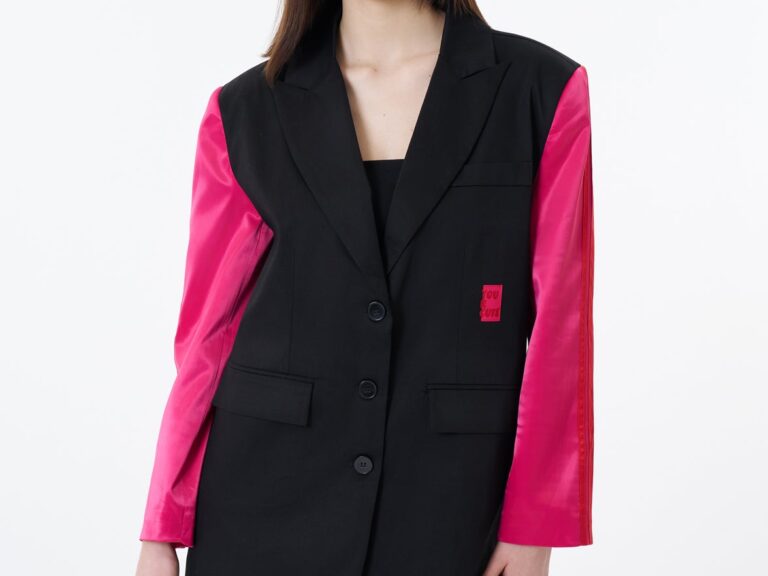 Kolları Saten Şerit Çizgili Blazer Ceket Siyah
