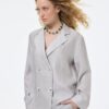 Dokulu Oversize Blazer Ceket Gri