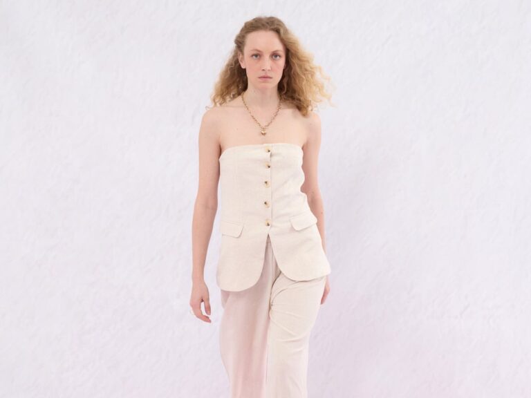 Beli Lastikli Keten Pantolon Naturel