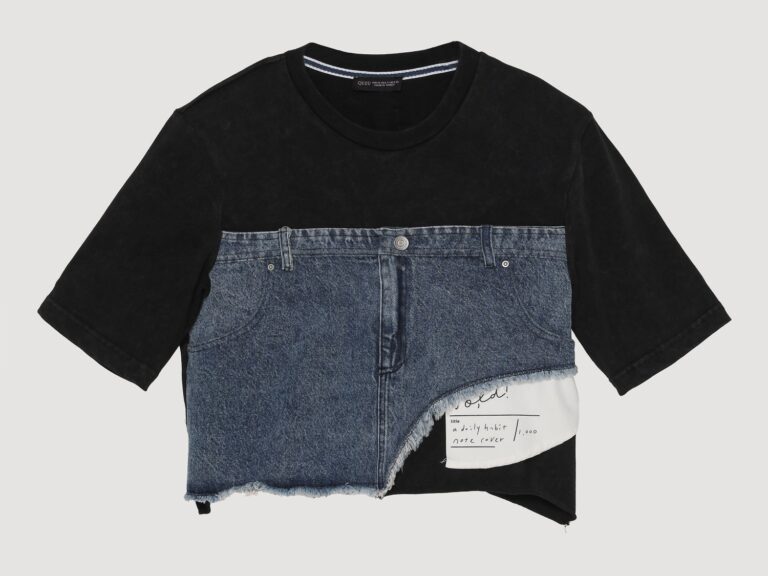 Denim Detaylı Püsküllü Crop Tişört Siyah