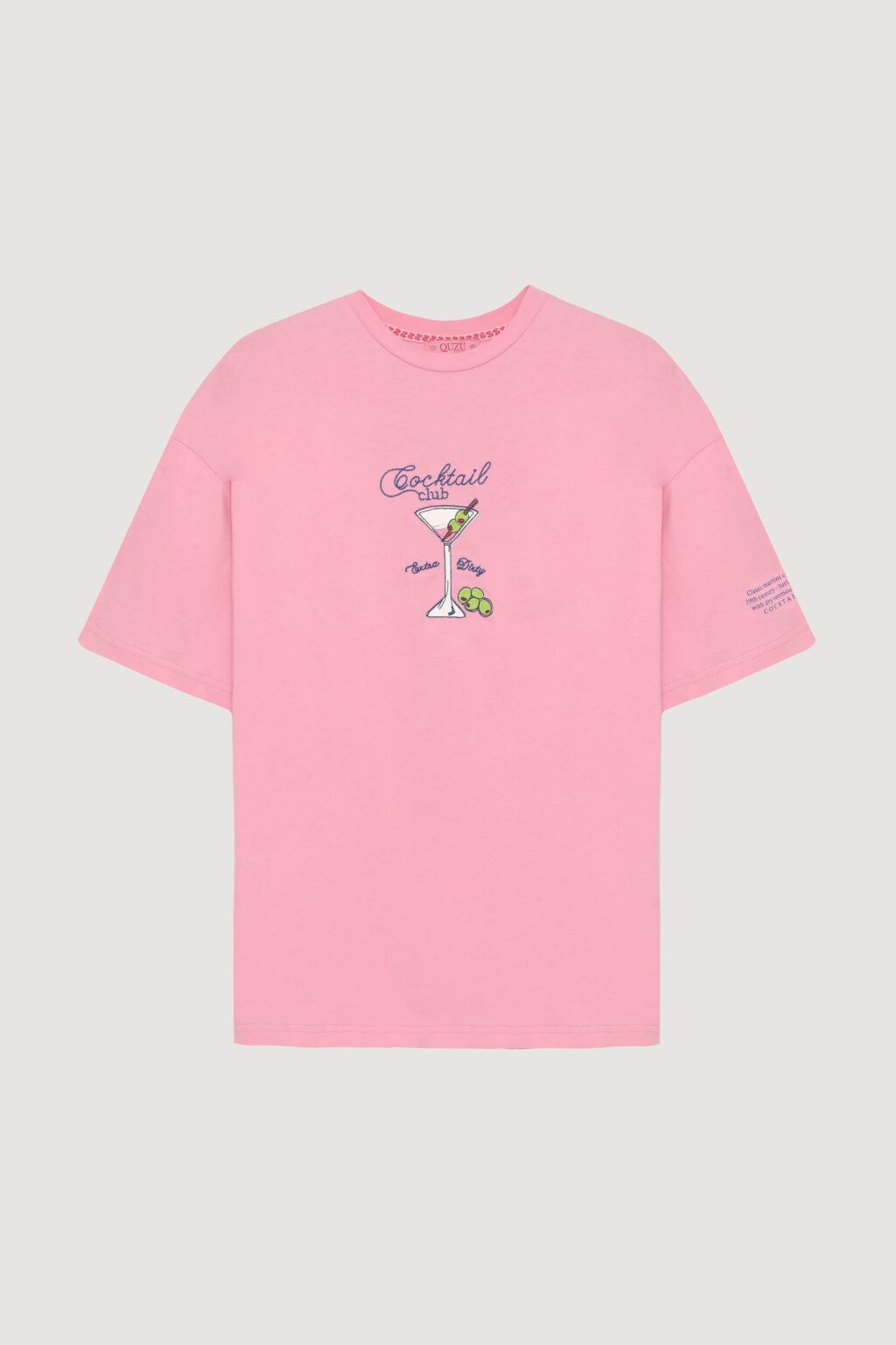 Bardak Baskılı Oversize Tişört Pembe