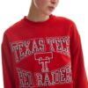 Yazı Baskılı Taşlı Sweatshirt Kırmızı