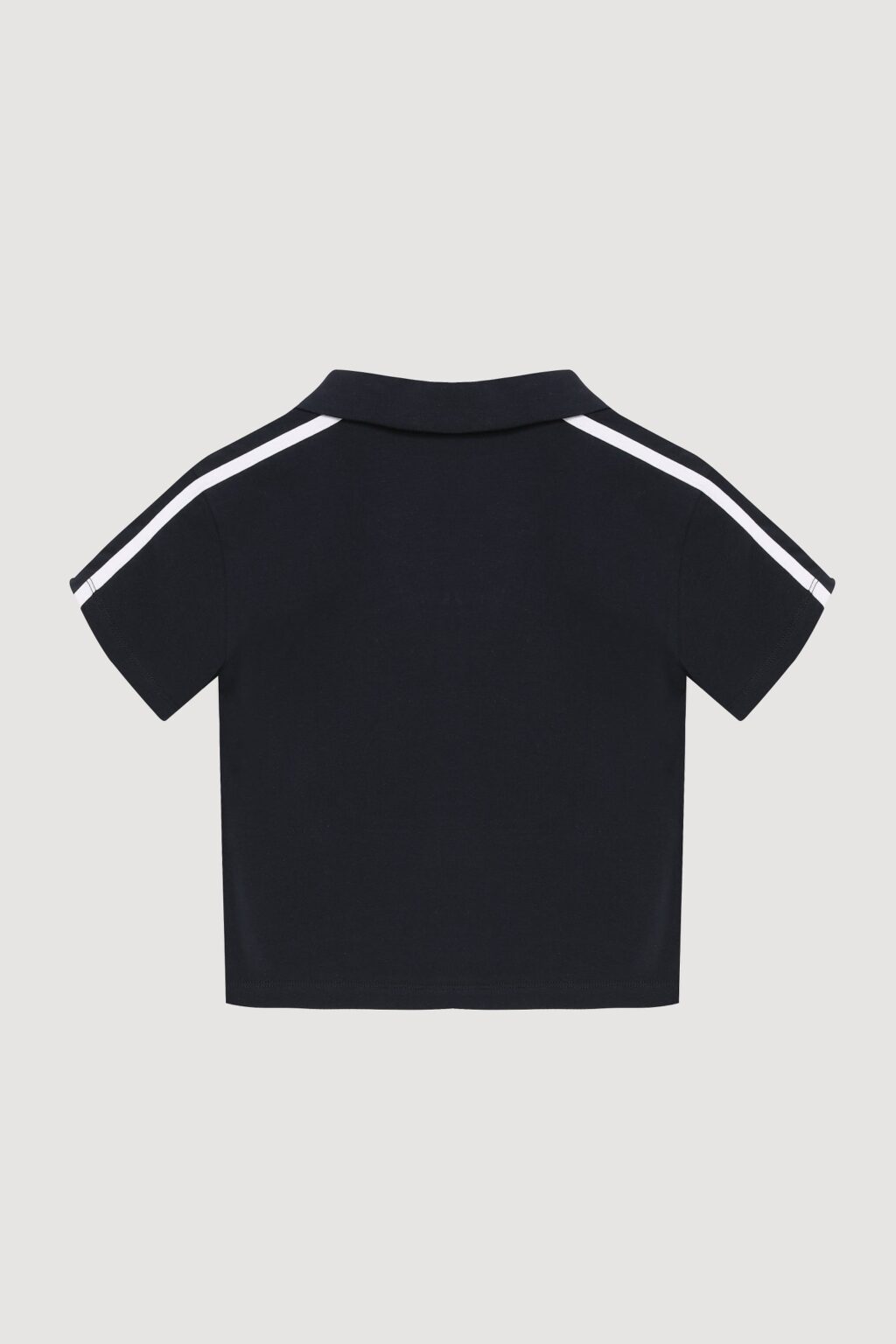 Polo Yaka Baskılı Crop Tişört Lacivert