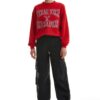 Yazı Baskılı Taşlı Sweatshirt Kırmızı
