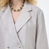 Dokulu Oversize Blazer Ceket Gri