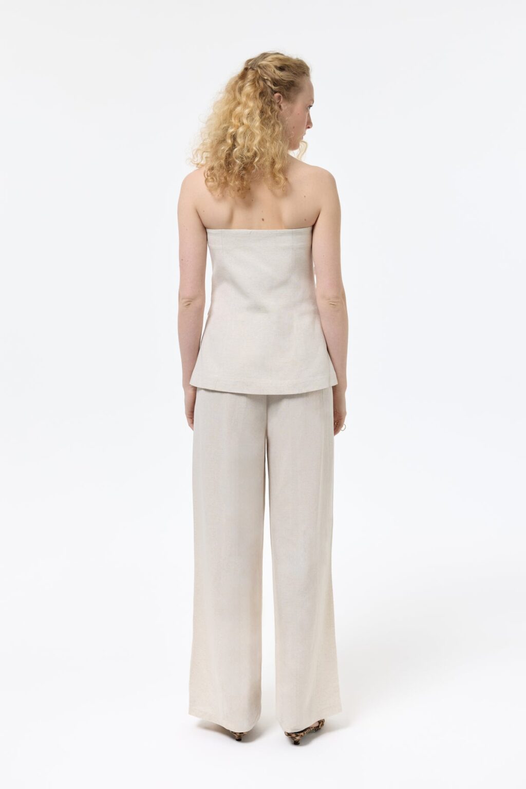 Beli Lastikli Keten Pantolon Naturel