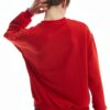 Yazı Baskılı Taşlı Sweatshirt Kırmızı